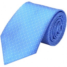 Boys Blue Dot Satin Tie (45'')
